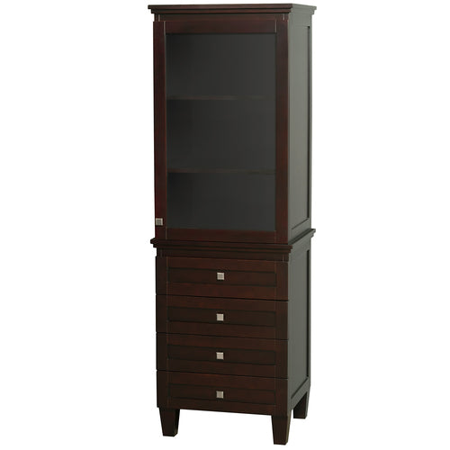 Wyndham Collection Acclaim 24-in W x 72.25-in H x 20-in D Espresso Oak Freestanding Linen Cabinet