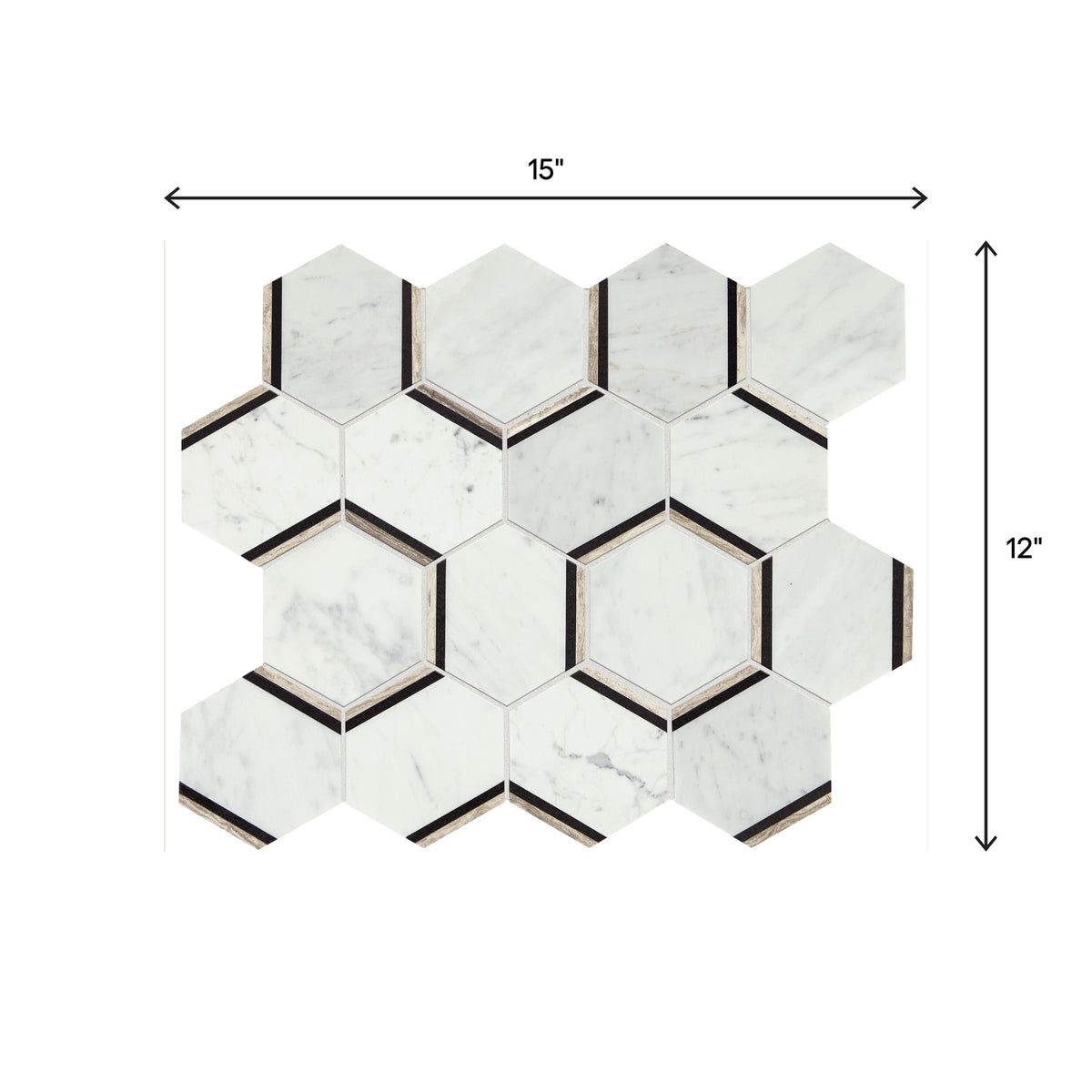 American Olean Genuine Stone Carrara 12-in x 15-in Polished Natural Marble Honeycomb Mosaic Floor and Wall Tile