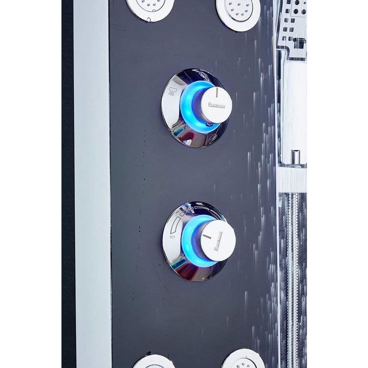 53 in. 4-Jet Shower Panel System with Shelf LED Rainfall Waterfall Head Handshower and Bidet Sprayer in Silver Black