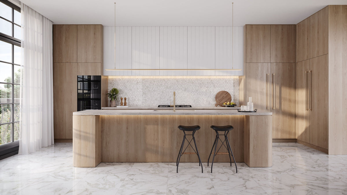 Satori Bianco Palazzo 12-in x 24-in Polished Porcelain Marble Look Floor and Wall Tile (1.94-sq. ft/ Piece)