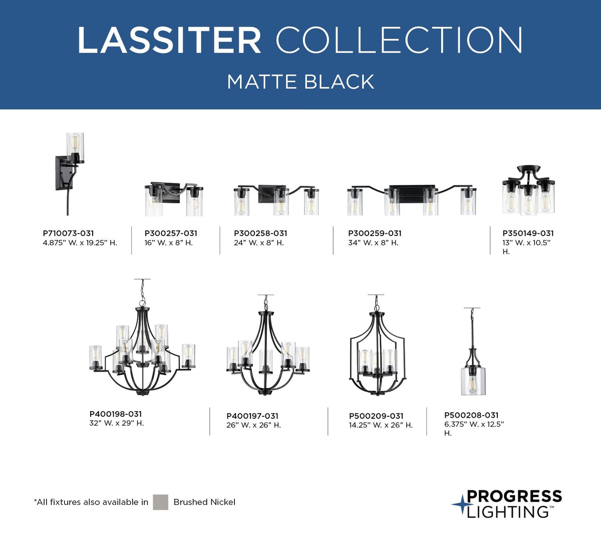Progress Lighting Lassiter 5-Light Matte Black Traditional Chandelier