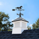 Good Directions Manchester 30-in x 64-in White Vinyl Cupola with Black Aluminum Roof and Black Horse Weathervane