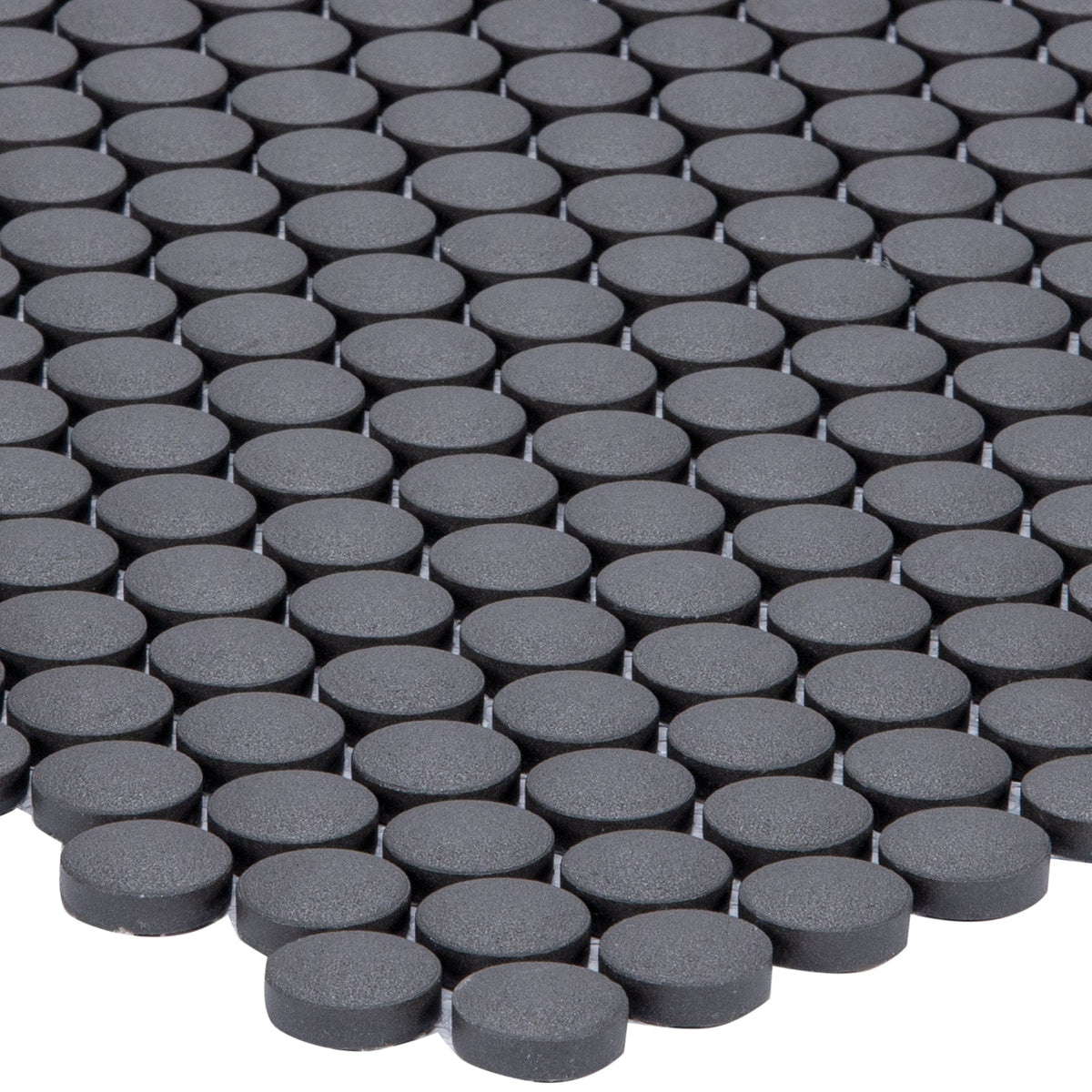 Satori Hudson Carbon Matte 12-in x 12-in Unglazed Porcelain Penny Round Floor and Wall Tile (0.9-sq ft per Piece)