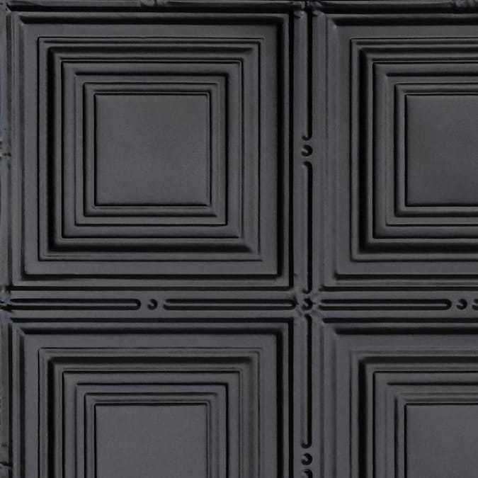 From Plain to Beautiful in Hours 2-ft x 2-ft Cubism Satin Black Steel Drop Ceiling Tile (6-Pack, 24-sq ft / Case)