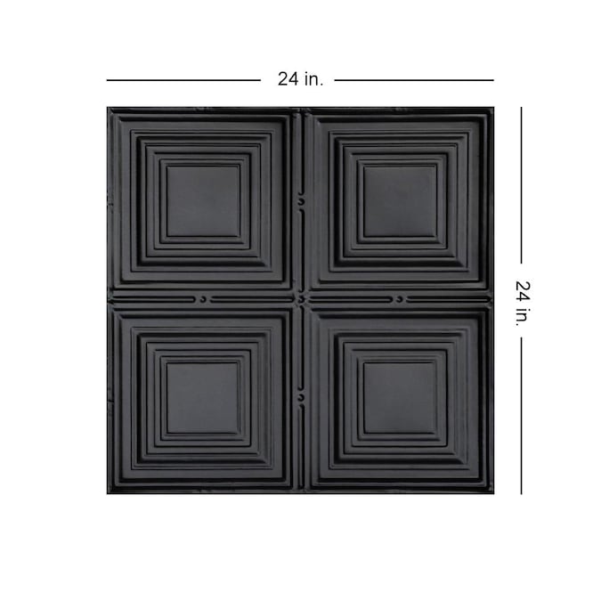 From Plain to Beautiful in Hours 2-ft x 2-ft Cubism Satin Black Steel Drop Ceiling Tile (6-Pack, 24-sq ft / Case)