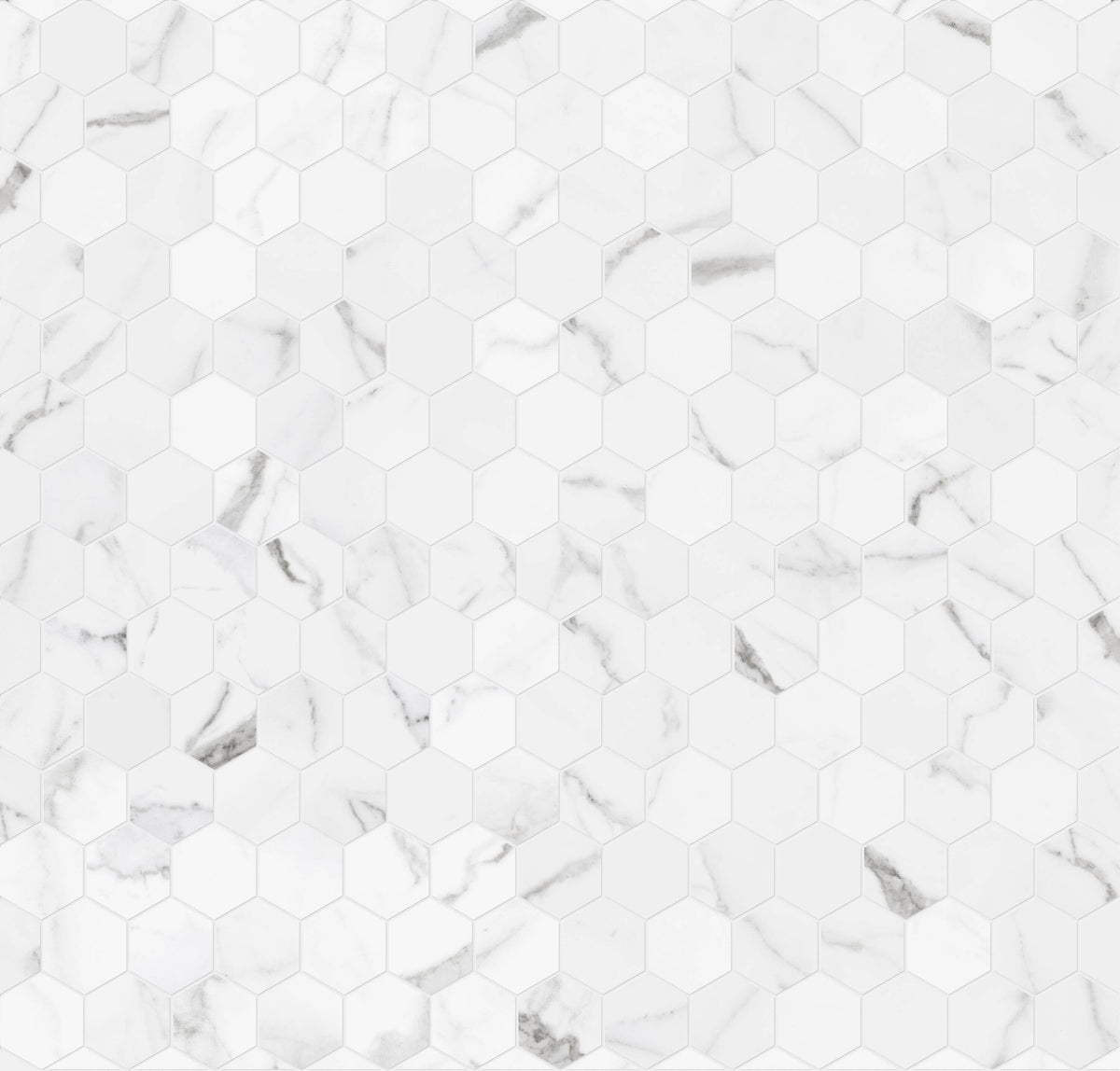 Satori Statuario 12-in x 12-in Polished Porcelain Hexagon Marble-Look Floor and Wall Tile, 0.96-sq ft per Piece