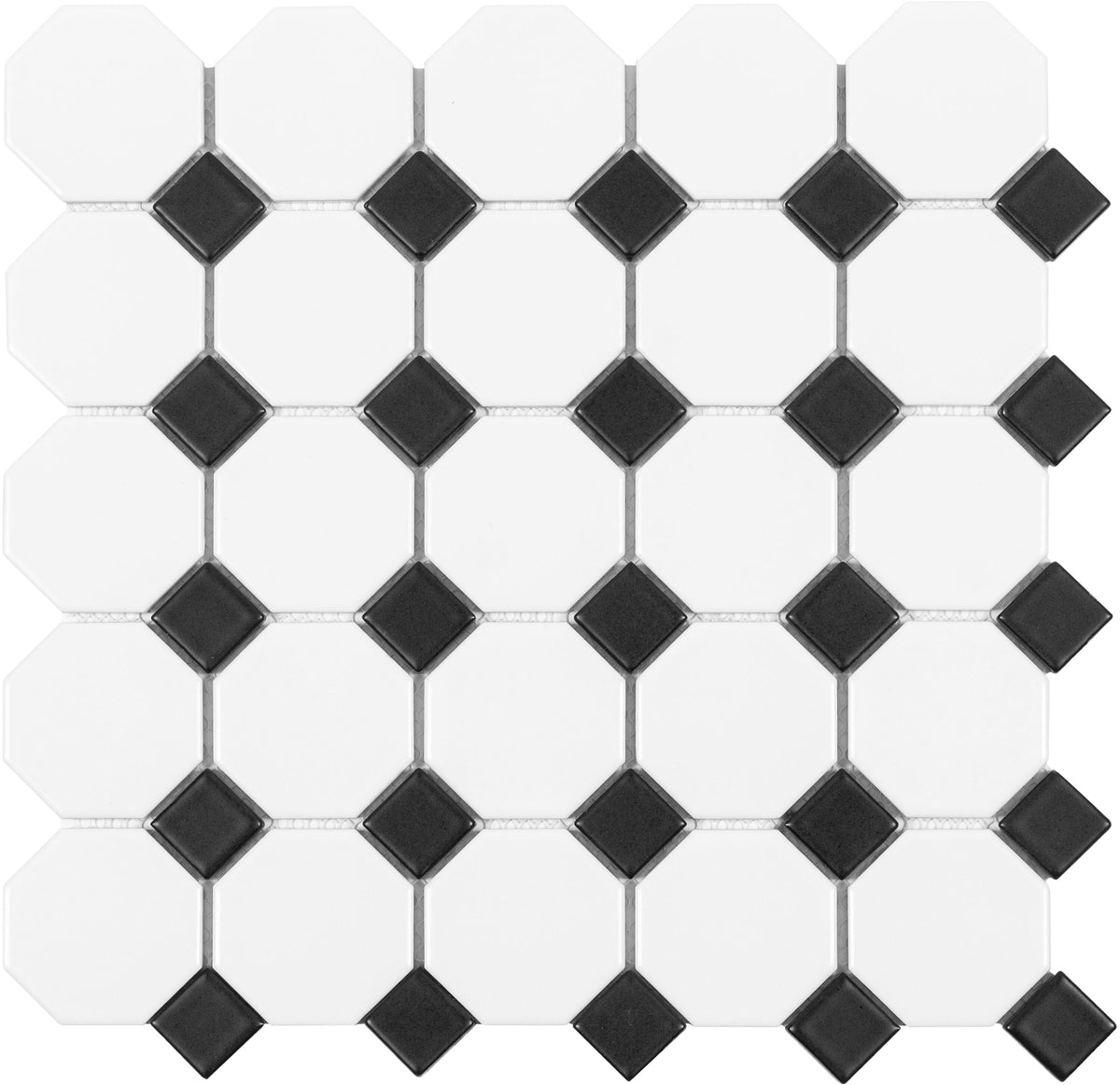 Satori Hudson Brilliant White and Black 12-in x 12-in Matte Porcelain Mosaic Floor and Wall Tile (0.91-sq. ft/ Piece)