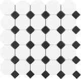 Satori Hudson Brilliant White and Black 12-in x 12-in Matte Porcelain Mosaic Floor and Wall Tile (0.91-sq. ft/ Piece)