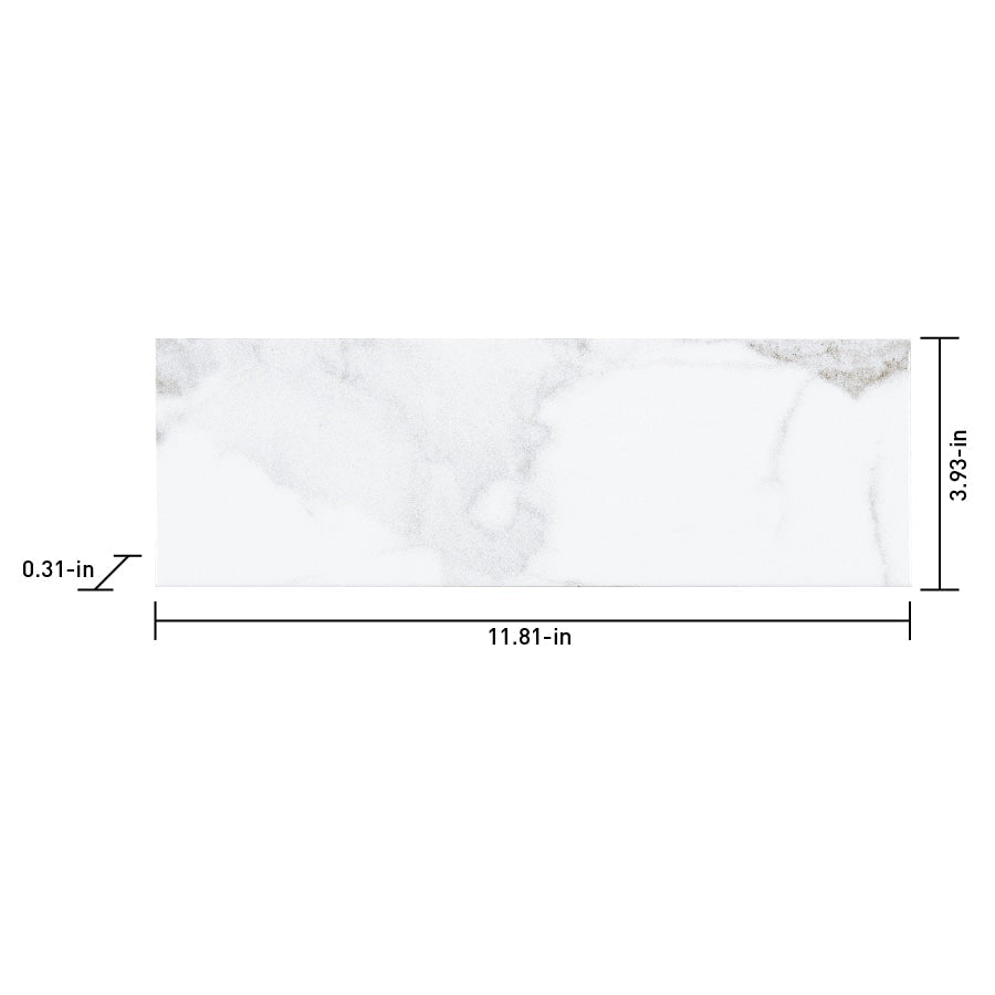 Satori Regent Statuario Glossy 4-in x 12-in Ceramic Marble-Look Wall Tile