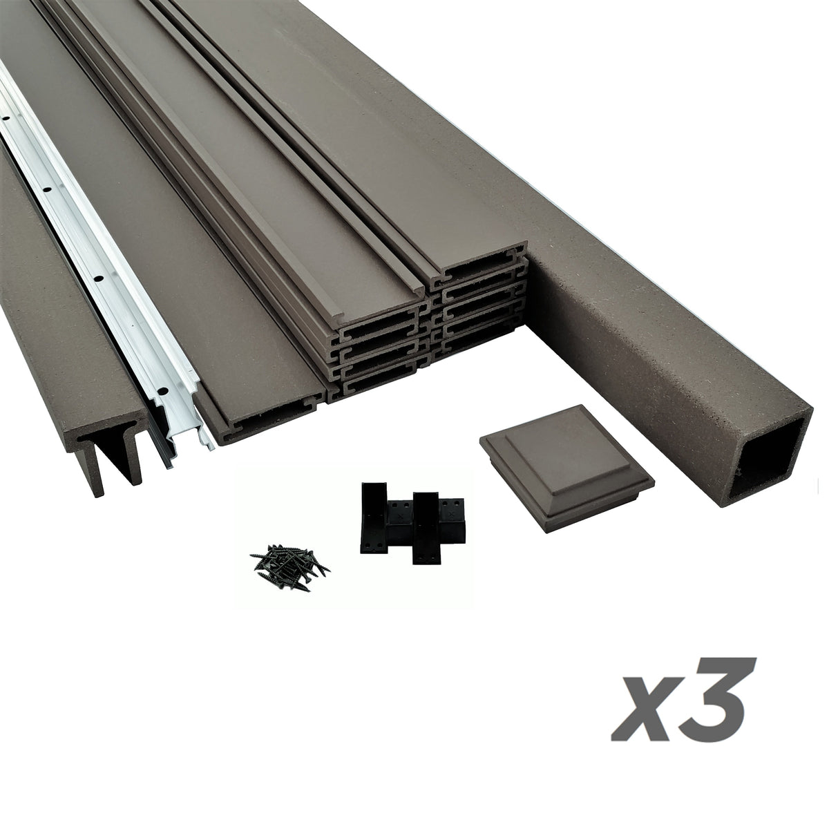 Trex Fencing 8-ft H x 8-ft W 3-Pack Winchester Grey Board-on-board Privacy Composite Fence Panel