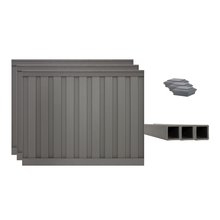 Trex Fencing 6-ft H x 8-ft W 3-Pack Winchester Grey Board-on-board Privacy Composite Fence Panel