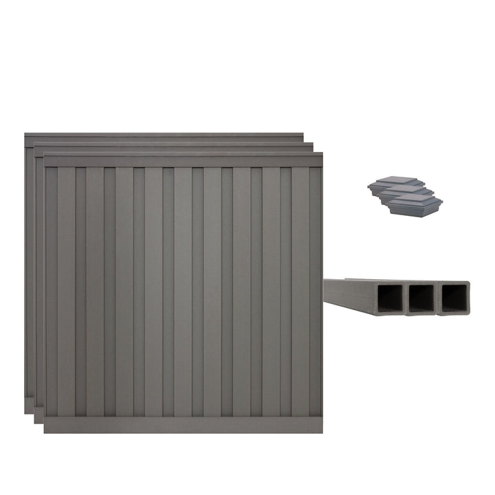 Trex Fencing 8-ft H x 8-ft W 3-Pack Winchester Grey Board-on-board Privacy Composite Fence Panel