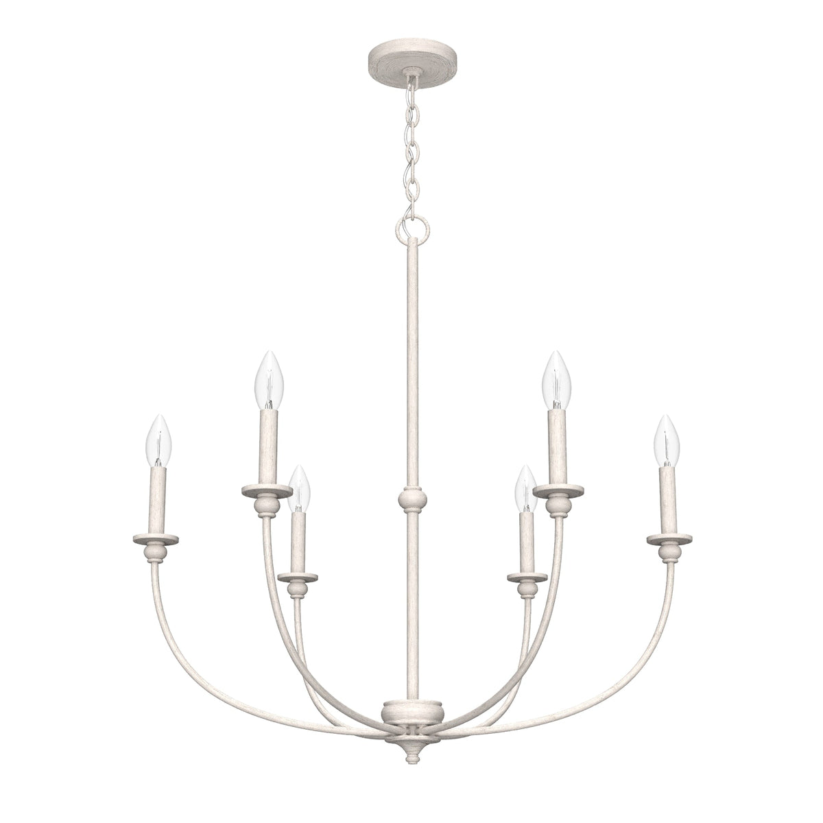 Hunter Southcrest 6-Light Distressed White Transitional Led Chandelier