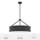 Hunter Capshaw 6-Light Noble Bronze Traditional Frosted Glass Drum LED Large Hanging Kitchen Island Light