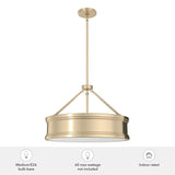 Hunter Capshaw 5-Light Alturas Gold Traditional Frosted Glass Drum LED Medium Hanging Kitchen Island Light