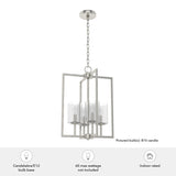 Hunter Kerrison 4-Light Brushed Nickel Modern/Contemporary Seeded Glass Square LED Medium Hanging Kitchen Island Light