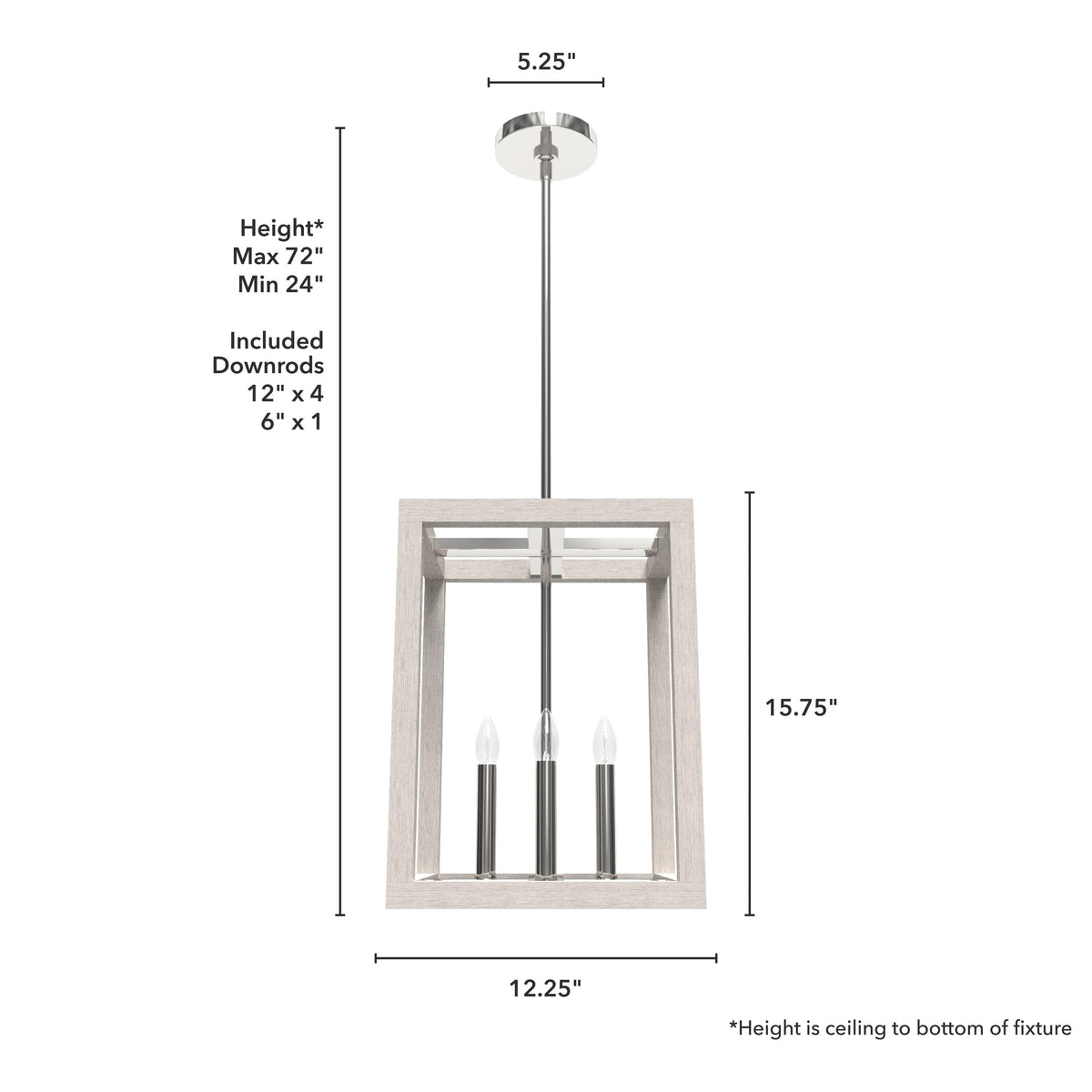 Hunter Squire Manor 4-Light Chrome Modern/Contemporary Square LED Medium Hanging Kitchen Island Light