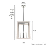 Hunter Squire Manor 4-Light Chrome Modern/Contemporary Square LED Medium Hanging Kitchen Island Light