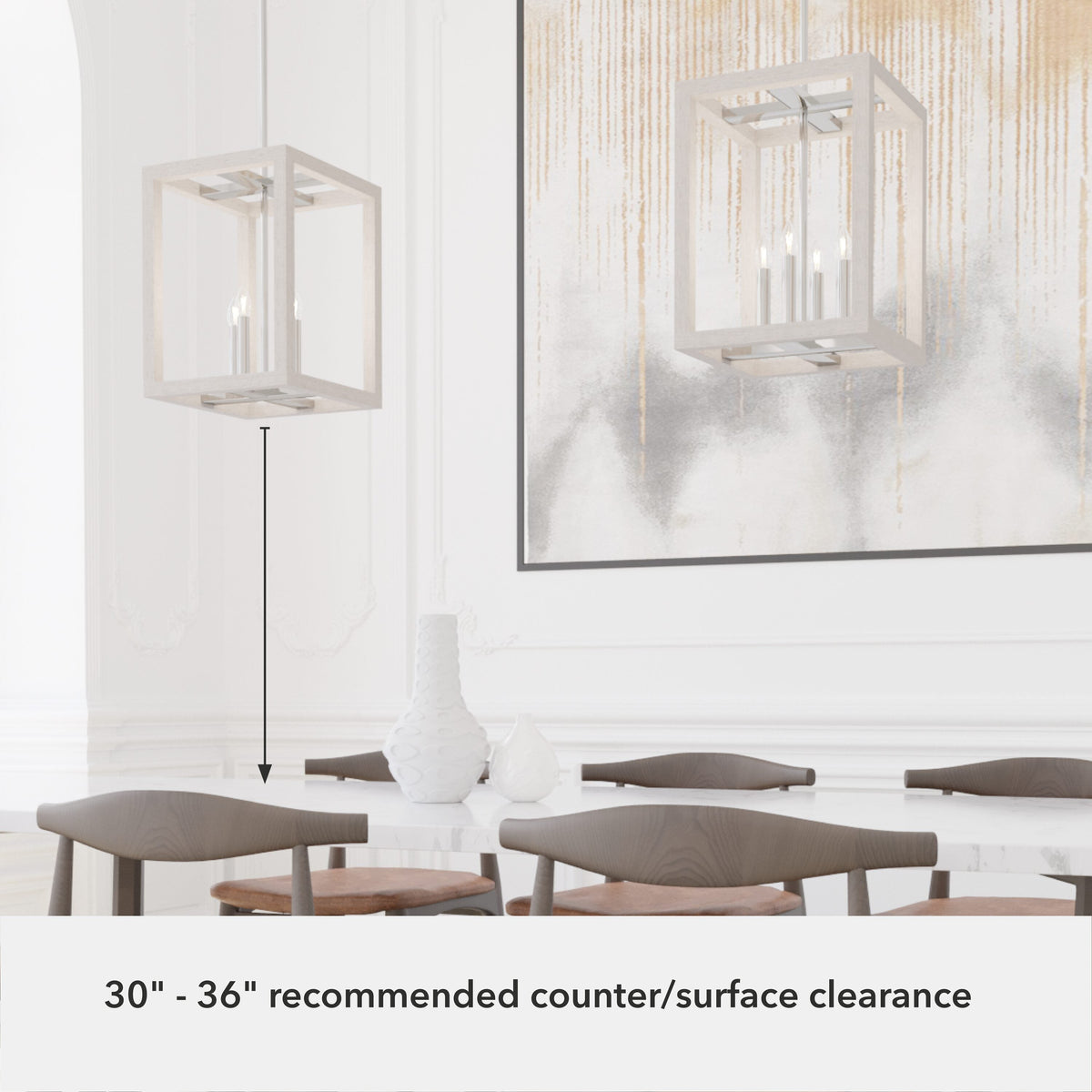Hunter Squire Manor 4-Light Chrome Modern/Contemporary Square LED Medium Hanging Kitchen Island Light