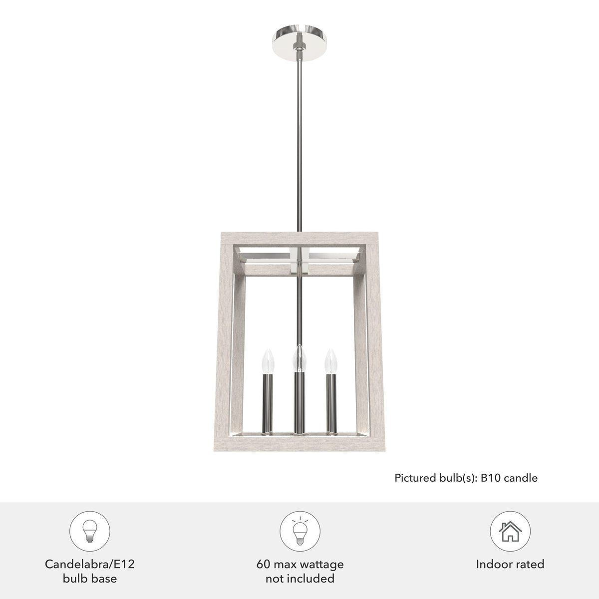 Hunter Squire Manor 4-Light Chrome Modern/Contemporary Square LED Medium Hanging Kitchen Island Light