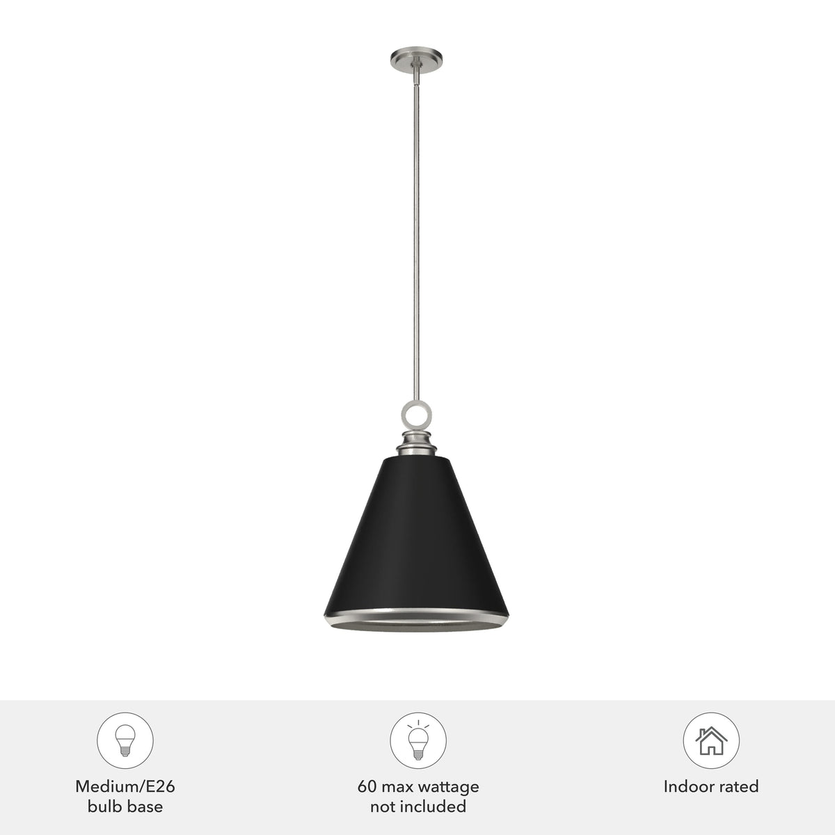 Hunter Klein 3-Light Brushed Nickel Transitional Cone LED Medium Hanging Kitchen Island Light