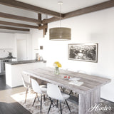 Hunter Solhaven 4-Light Warm Grey Oak Modern/Contemporary Frosted Glass Drum LED Large Hanging Kitchen Island Light