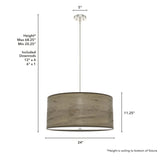 Hunter Solhaven 4-Light Warm Grey Oak Modern/Contemporary Frosted Glass Drum LED Large Hanging Kitchen Island Light