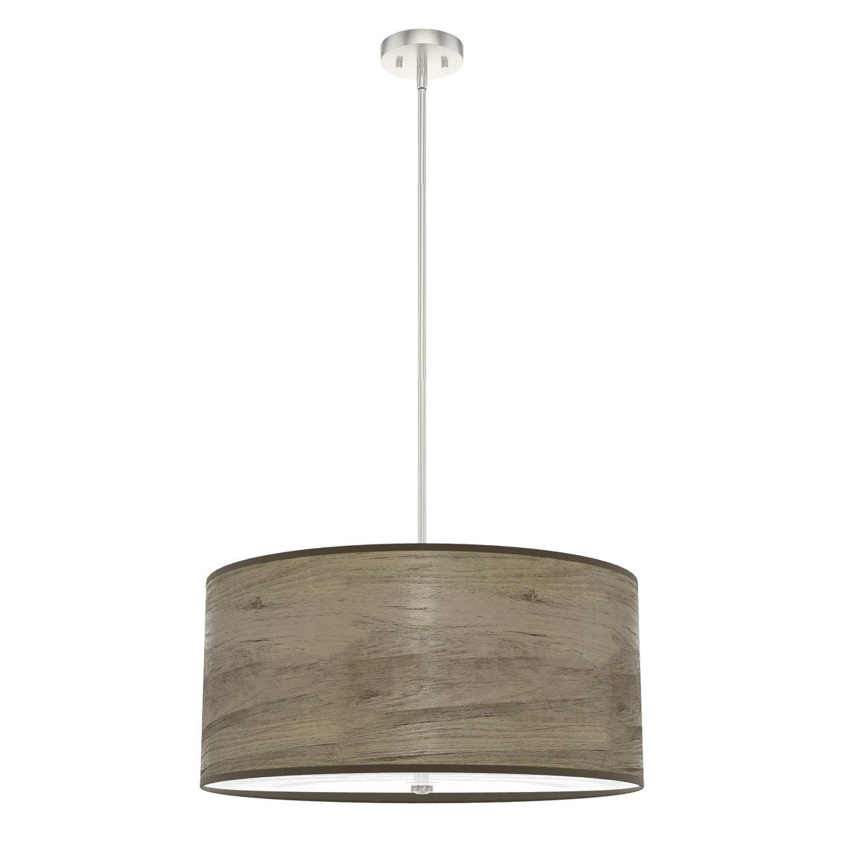 Hunter Solhaven 4-Light Warm Grey Oak Modern/Contemporary Frosted Glass Drum LED Large Hanging Kitchen Island Light