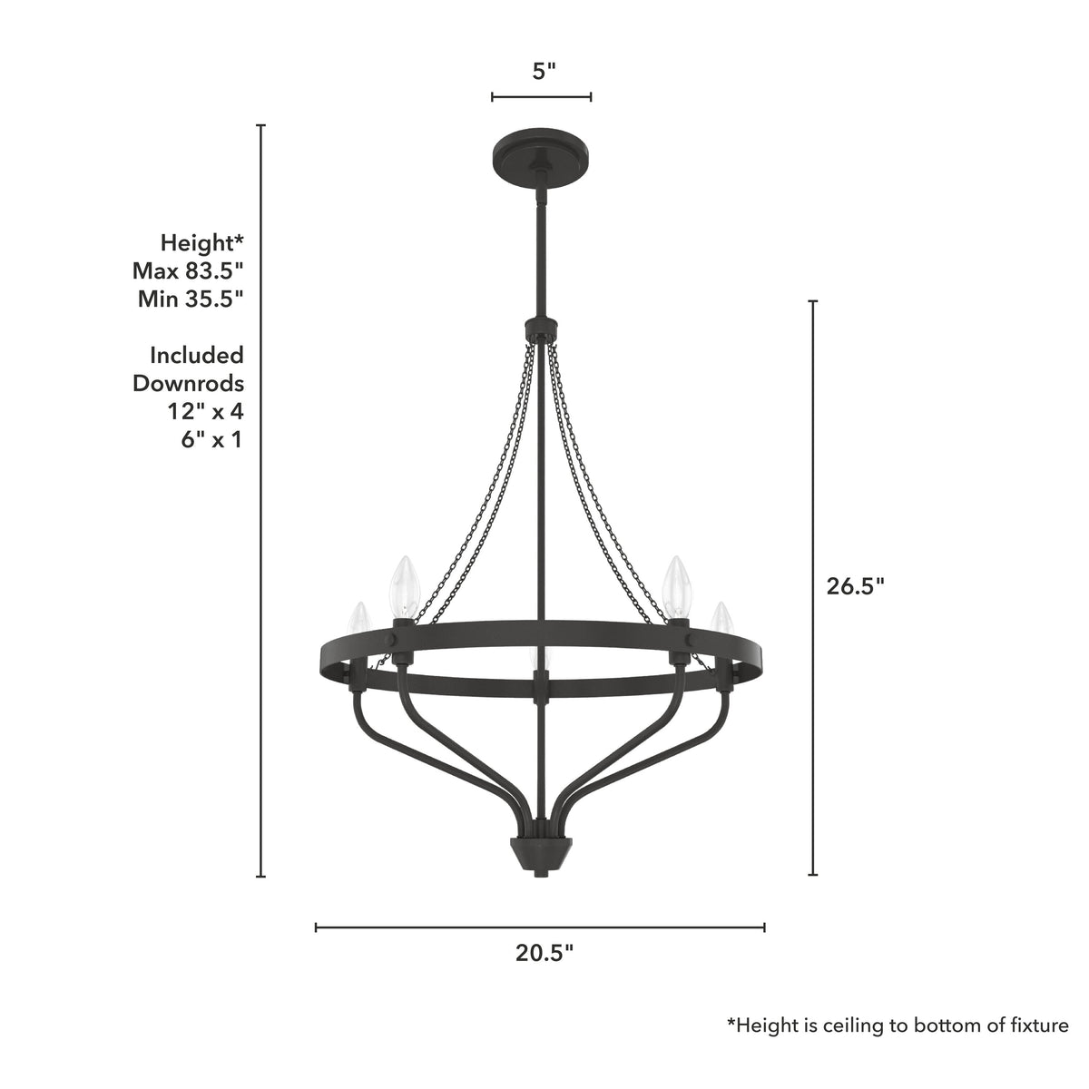 Hunter Merlin 5-Light Satin Brown Industrial Led Chandelier