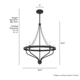 Hunter Merlin 5-Light Satin Brown Industrial Led Chandelier