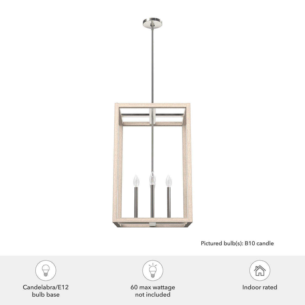 Hunter Squire Manor 4-Light Brushed Nickel Modern/Contemporary Square LED Medium Hanging Kitchen Island Light