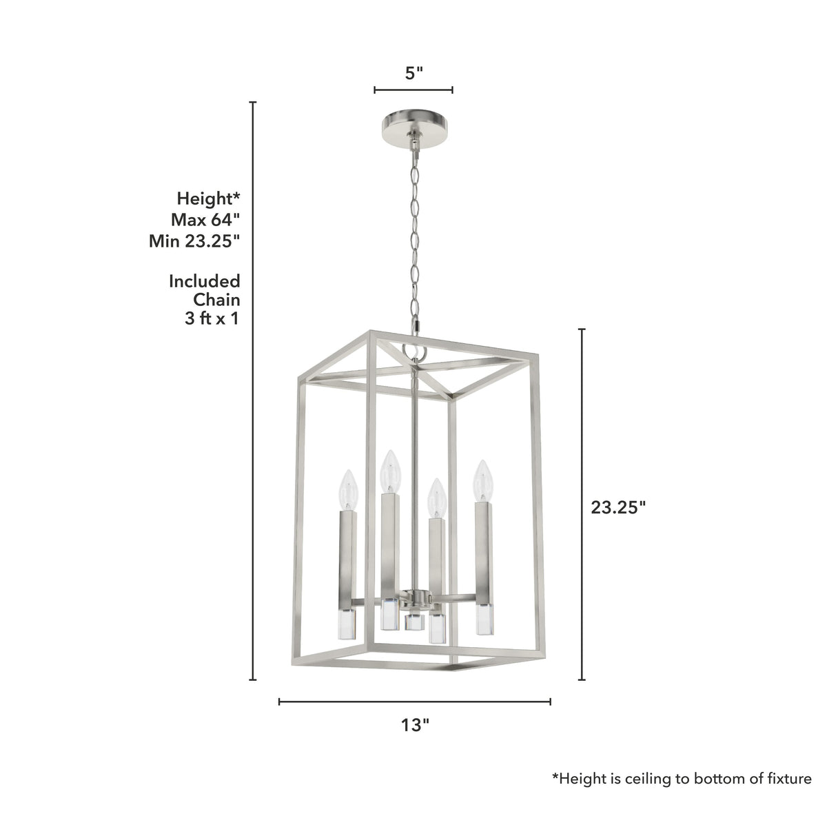 Hunter Sunjai 4-Light Brushed Nickel Traditional Lantern LED Medium Hanging Kitchen Island Light