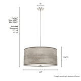 Hunter Solhaven 4-Light Gray Oak Modern/Contemporary Frosted Glass Drum LED Large Hanging Kitchen Island Light