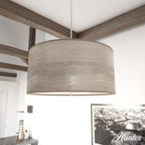 Hunter Solhaven 4-Light Gray Oak Modern/Contemporary Frosted Glass Drum LED Large Hanging Kitchen Island Light
