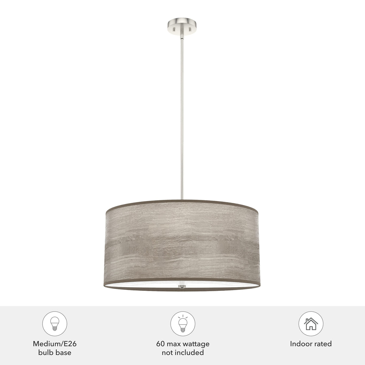 Hunter Solhaven 4-Light Gray Oak Modern/Contemporary Frosted Glass Drum LED Large Hanging Kitchen Island Light