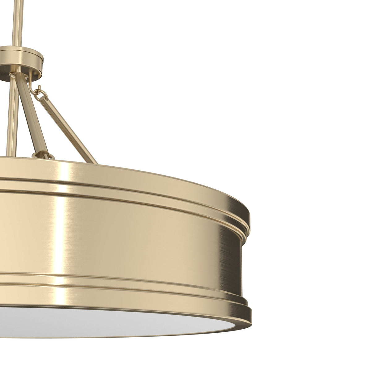Hunter Capshaw 6-Light Alturas Gold Traditional Frosted Glass Drum LED Large Hanging Kitchen Island Light