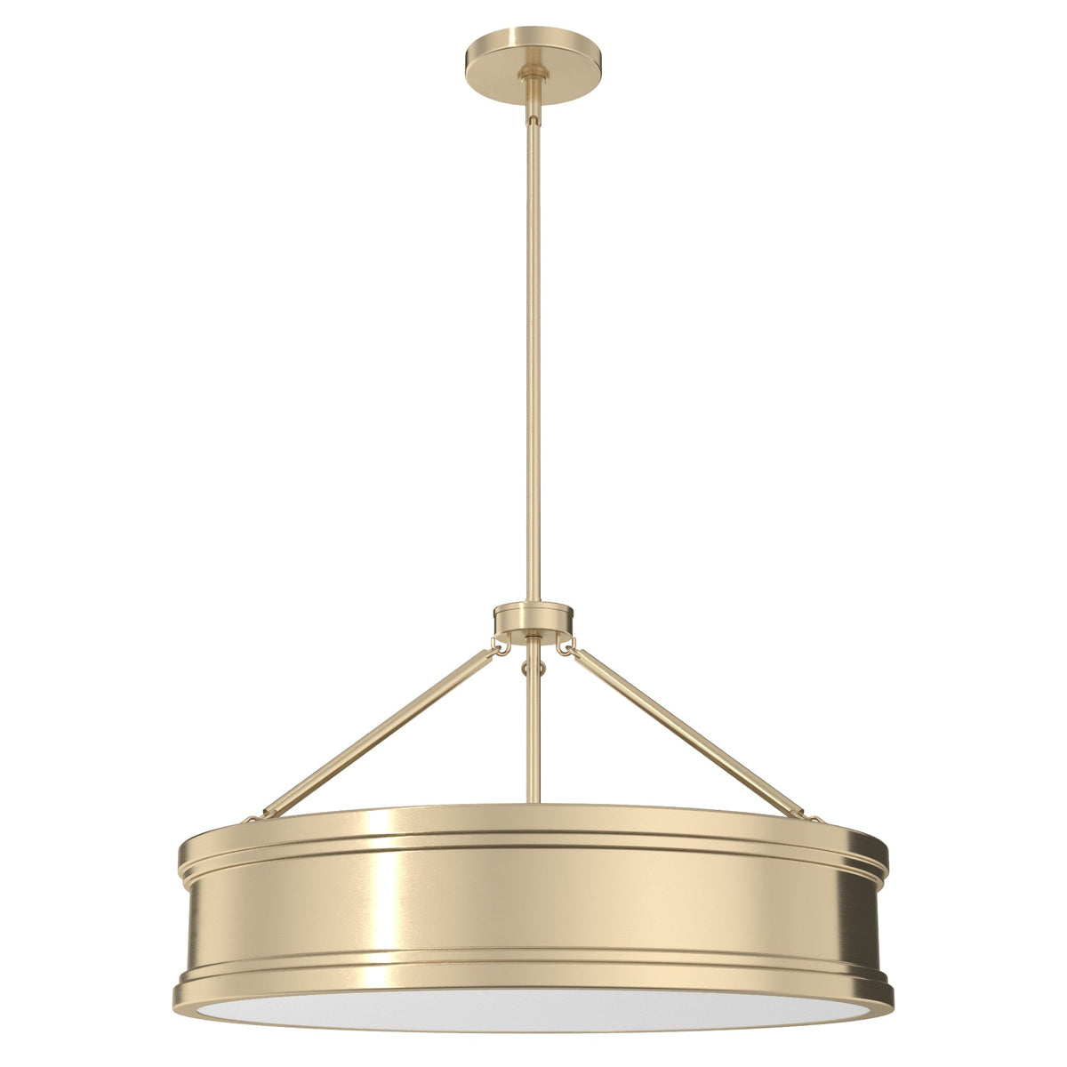 Hunter Capshaw 6-Light Alturas Gold Traditional Frosted Glass Drum LED Large Hanging Kitchen Island Light
