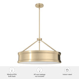Hunter Capshaw 6-Light Alturas Gold Traditional Frosted Glass Drum LED Large Hanging Kitchen Island Light