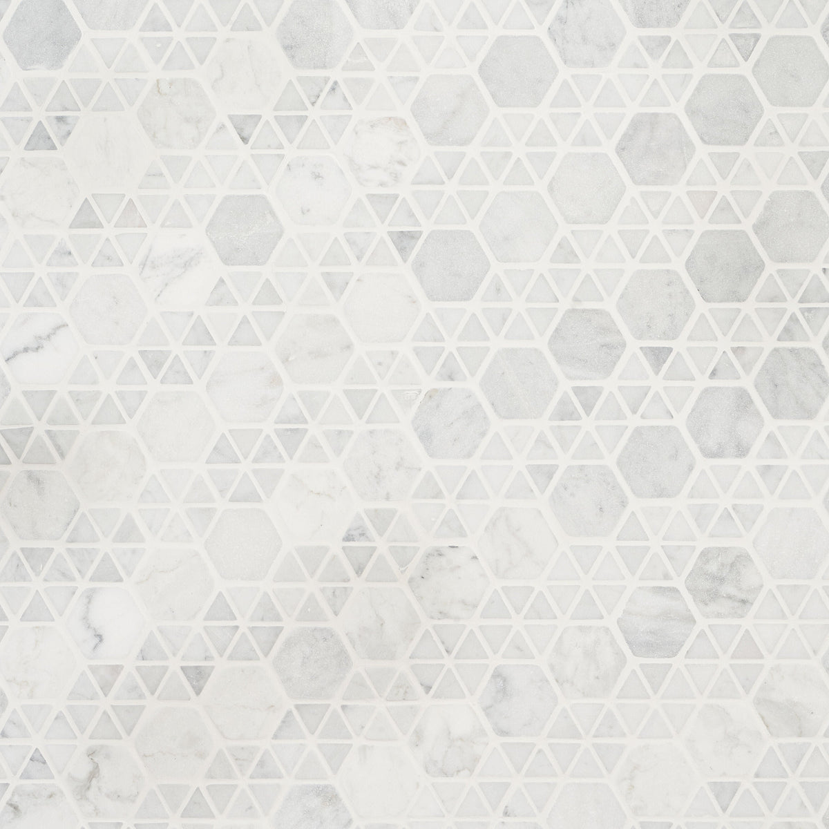 Artmore Tile Triade White Carrara 12-in x 12-in Honed Natural stone Marble Marble look Multi-shaped Mosaic Floor and Wall Tile product image