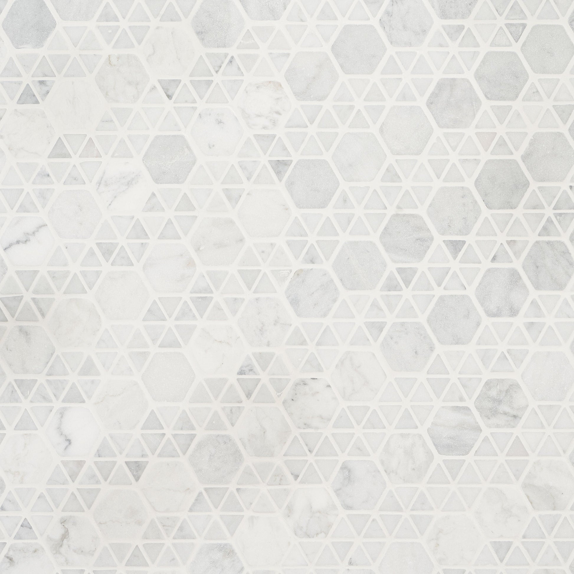 Artmore Tile Triade White Carrara 12-in x 12-in Honed Natural stone Marble Marble look Multi-shaped Mosaic Floor and Wall Tile product image