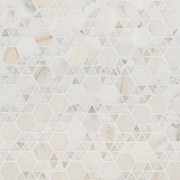 Artmore Tile Triade Calacatta 12-in x 12-in Honed Natural stone Marble Marble look Multi-shaped Mosaic 0.97-sq ft Piece ) product image