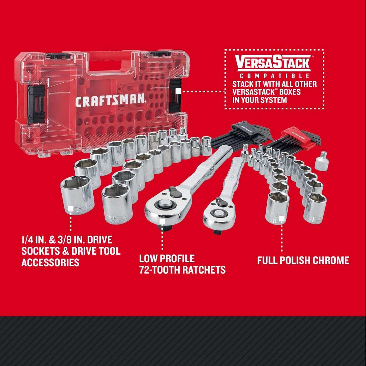 Craftsman Versastack 71-Piece Mechanic's Tool Set - Metric & SAE