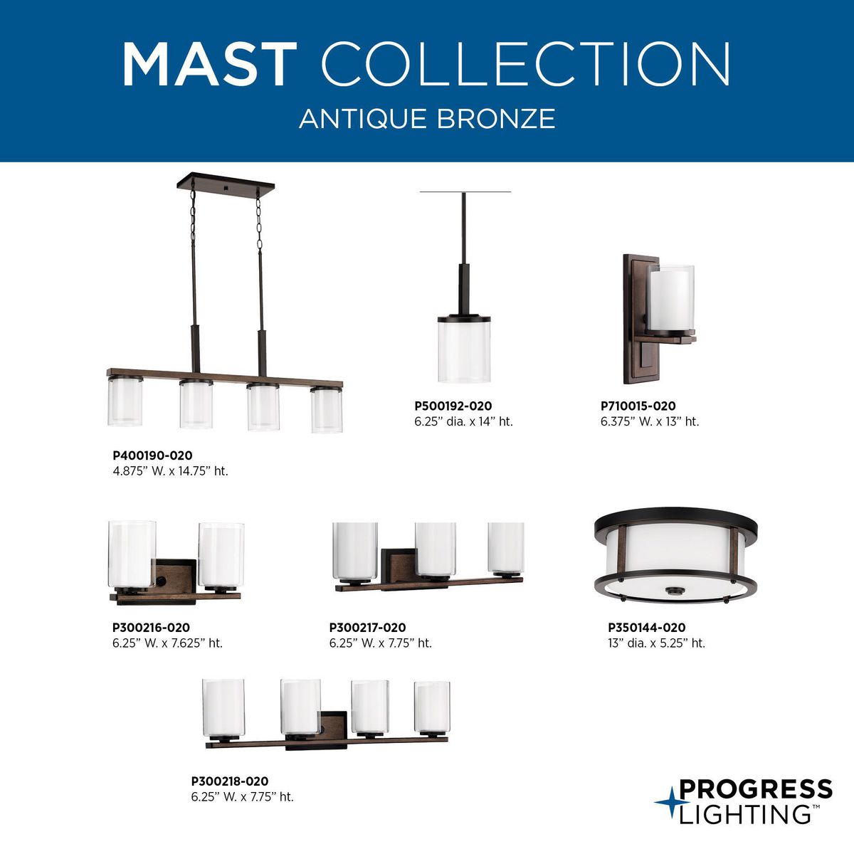 Progress Lighting Mast 4-Light Brushed Nickel Farmhouse Etched Glass Linear Large Hanging Kitchen Island Light
