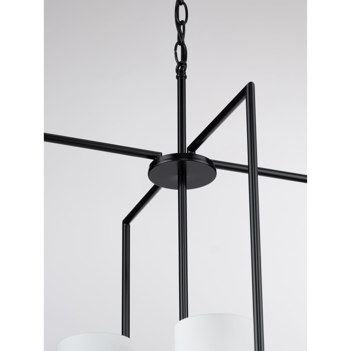 Progress Lighting Replay 4-Light Textured Black Modern/Contemporary Etched Glass Lantern Medium Hanging Pendant Light