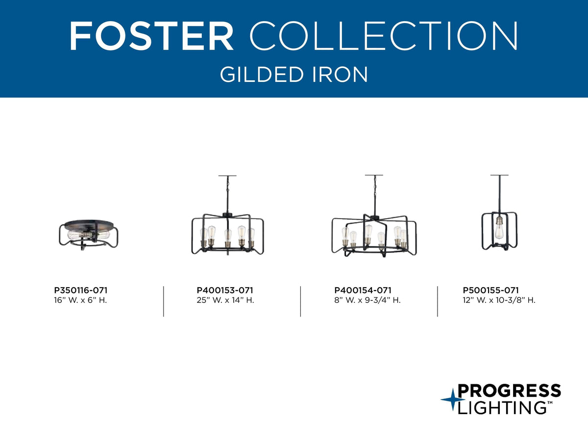 Progress Lighting Foster 6-Light Black Farmhouse Chandelier