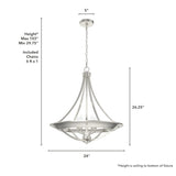 Hunter Perch Point 4-Light Brushed Nickel Transitional Bowl LED Large Hanging Kitchen Island Light