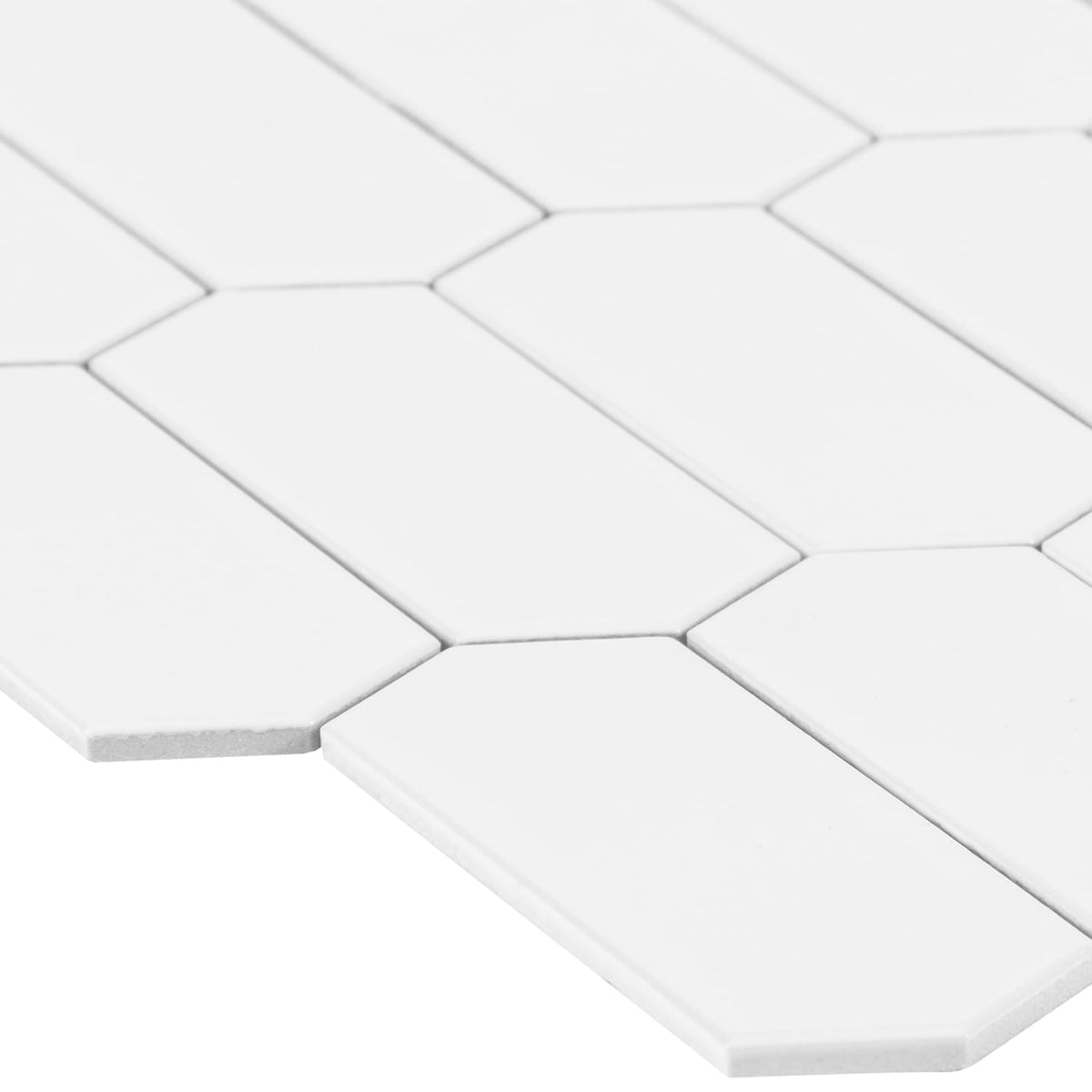 Satori Hudson Brilliant White Picket 10-in x 13-in Glossy Porcelain Arabesque Mosaic Wall Tile (0.94-sq. ft/ Piece)