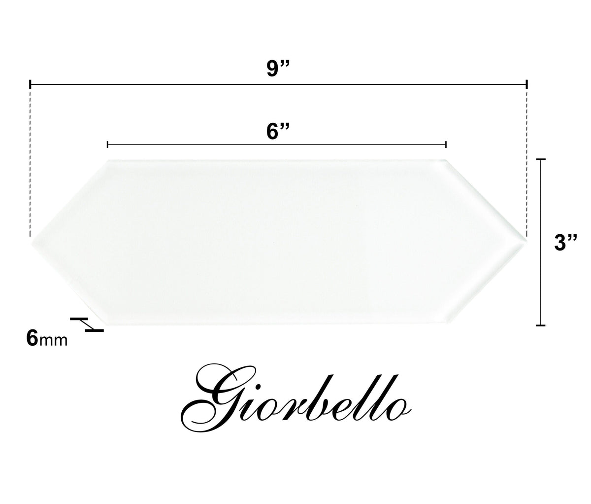 Giorbello Picket Hexagon White 3-in x 9-in Glossy Glass Subway Wall Tile (5.8-sq. ft/ Carton)