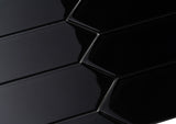 Giorbello (Sample) Glass Subway Black 3-in x 9-in Glossy Glass Tile