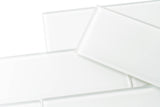 Giorbello (Sample) Glass Subway White 3-in x 9-in Glossy Glass Tile